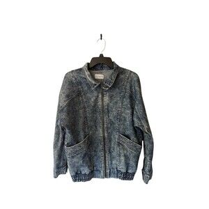 Parker Smith Denim Full Zip Jacket Vintage Inspired Acid Wash Blue Finish Womens